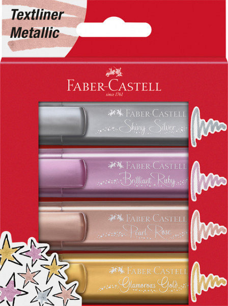 Markeerstift Faber-Castell metallic blister à 4 stuks assorti
