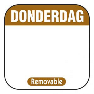 Daglabel beschrijfbaar afm. 25x25mm 500 stuks etiket DONDERDAG