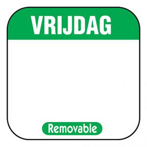 Daglabel beschrijfbaar afm. 25x25mm 1000 stuks etiket VRIJDAG