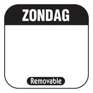 Daglabel beschrijfbaar afm. 25x25mm 1000 stuks etiket ZONDAG