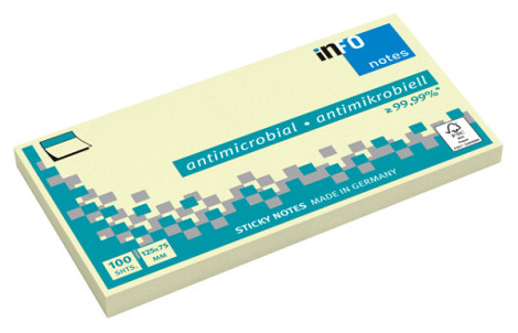 Memoblok info notes antimicrobiëel 100 vel 125x75mm geel