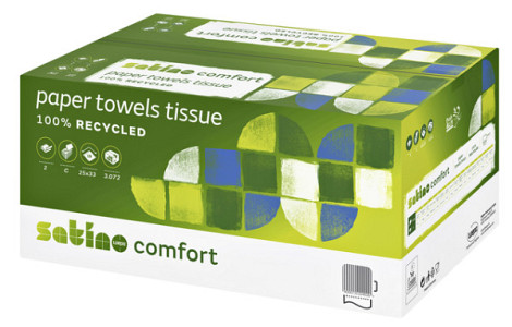 Handdoek Satino Comfort PT3 c-vouw 2-laags 25x32cm wit 277420