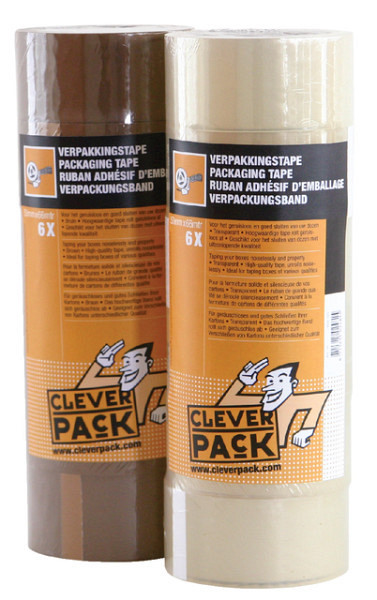 Verpakkingstape CleverPack 48mmx66m bruin PP pak à 6 rol