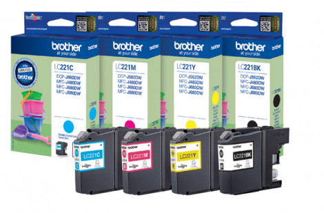 Inktcartridge Brother LC-221VALBP zwart + 3 kleuren
