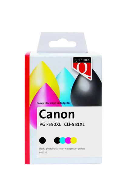 Inktcartridge Quantore alternatief tbv Canon PGI-550XL CLI-551XL zwart + 4 kleuren
