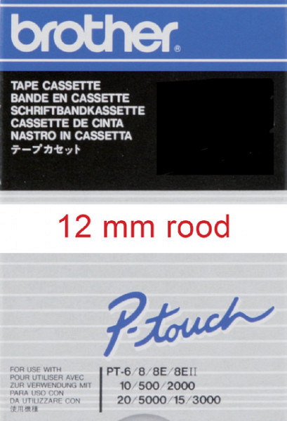Labeltape Brother P-touch TC-202 12mm rood op wit