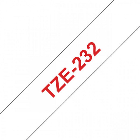 Labeltape Brother P-touch TZE-232 12mm rood op wit