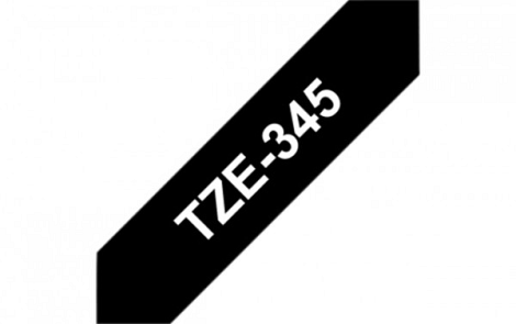 Labeltape Brother P-touch TZE-345 18mm wit op zwart