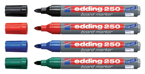 Viltstift edding 250 whiteboard rond 1.5-3mm assorti etui à 4 stuks