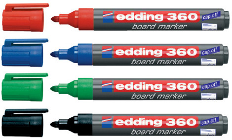 Viltstift edding 360 whiteboard rond 1.5-3mm assorti blister à 4 stuks