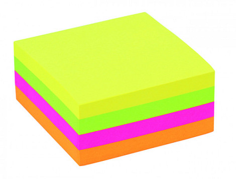 Memoblok Quantore 76x76mm neon kleuren assorti 4 kleuren