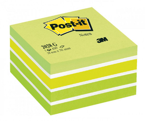 Memoblok 3M Post-it 2028 76x76mm kubus pastel groen