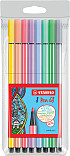 Viltstift STABILO Pen 68 medium pastel assorti etui à 8 stuks