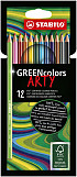 Kleurpotloden STABILO 6019 GREENcolors Arty assorti etui à 12 stuks