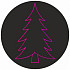 Tas Etiket / Sticker Kerst: 'Kerstboom' 90mm mat zwart met metallic magenta 200 stuks
