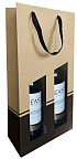 Wijnfleszak 2 fles 19x9.5X38.5cm Seduction kraft- zwart met venster 10 stuks