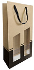 Wijnfleszak 2 fles 19x9.5X38.5cm Seduction kraft- zwart met venster 10 stuks