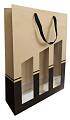 Wijnfleszak 3 fles 19x9.5X38.5cm Seduction kraft- zwart met venster 10 stuks