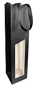 Wijnfleszak 1 fles 9.5x9.5X38.5cm Seduction zwart gecoat met venster 10 stuks