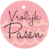 Kaartjes Vrolijk Pasen 50mm roze 50 stuks