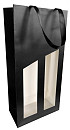 Wijnfleszak 2 fles 19x9.5X38.5cm Seduction zwart gecoat met venster 10 stuks