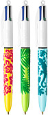 Balpen Bic 4kleuren velours medium assorti