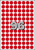 Etiket Avery A5 papier rond 15mm ROOD  960 stuks 96 per vel