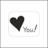 Etiket / Sticker wit-zwart hart 'love you' 500 stuks
