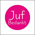 Etiket / Sticker fluor roze 'Juf bedankt' 500 stuks