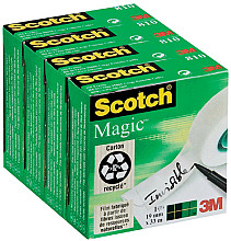 plakband scotch magic 810 19mmx33m onzichtbaar transparant 4 rollen