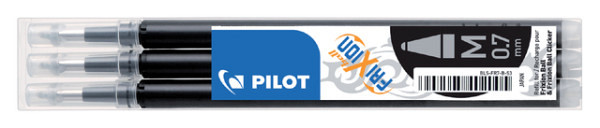 rollerpenvulling pilot frixion medium zwart set 3 stuks