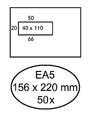 envelop hermes ea5 156x220mm venster 4x11links zelfklevend 50 stuks