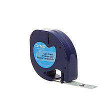 labeltape dymo letratag plastic 12mm zwart op transparant