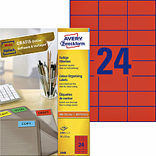 etiket avery zweckform 3448 70x37mm rood 2400stuks