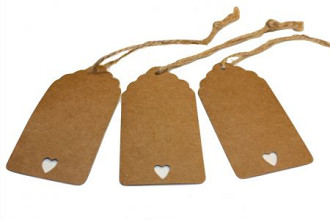 label hart karton 4x8cm 22cm met koord 50 stuks