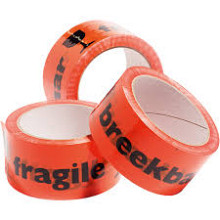 tape   50mmx66mtr oranje breekbaar fragile per stuk