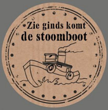 etiket sticker sint kraft zie ginds komt de stoomboot 500 stuks