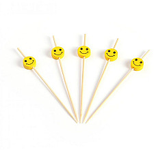 smiley bamboe op prikker 120mm 150 stuks