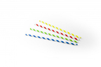 drinkrietje papier streep assorti 6mm x 230mm 100 stuks