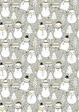 cadeaupapier kerst 30cm dessin 691940 snowman dance grey
