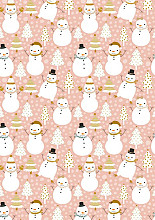 cadeaupapier kerst 50cm dessin 691940 snowman dance pink