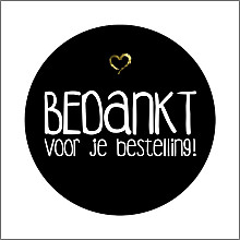 etiket sticker zwart rond 115mm bedankt voor je bestelling 250 stuks