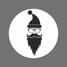 etiket sticker kerst hipster kerstman zwart op wit 500 stuks