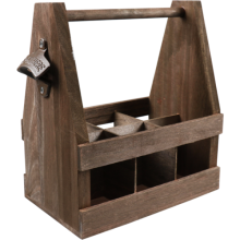 bierverpakking draagtray hout 6 flessen 25x16x28.5cm bruin