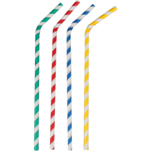 buig drinkrietje papier gestreept assorti 6mm x 220mm 100 stuks