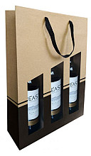 wijnfleszak 3 fles 19x9.5x38.5cm seduction kraft  zwart met venster 10 stuks