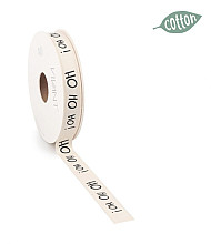 kerst lint hohoho 15mm x 20 meter ivoor