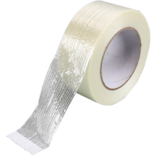 versterkte tape pvc 50mm x 50mtr transparant