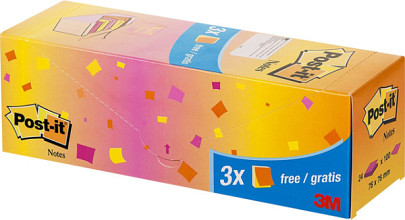 memoblok 3m post it 654 76x76mm neon assorti 21 3 gratis