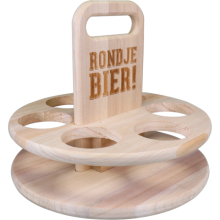 bierverpakking draagtray hout rond 6 flessen 22x28cm